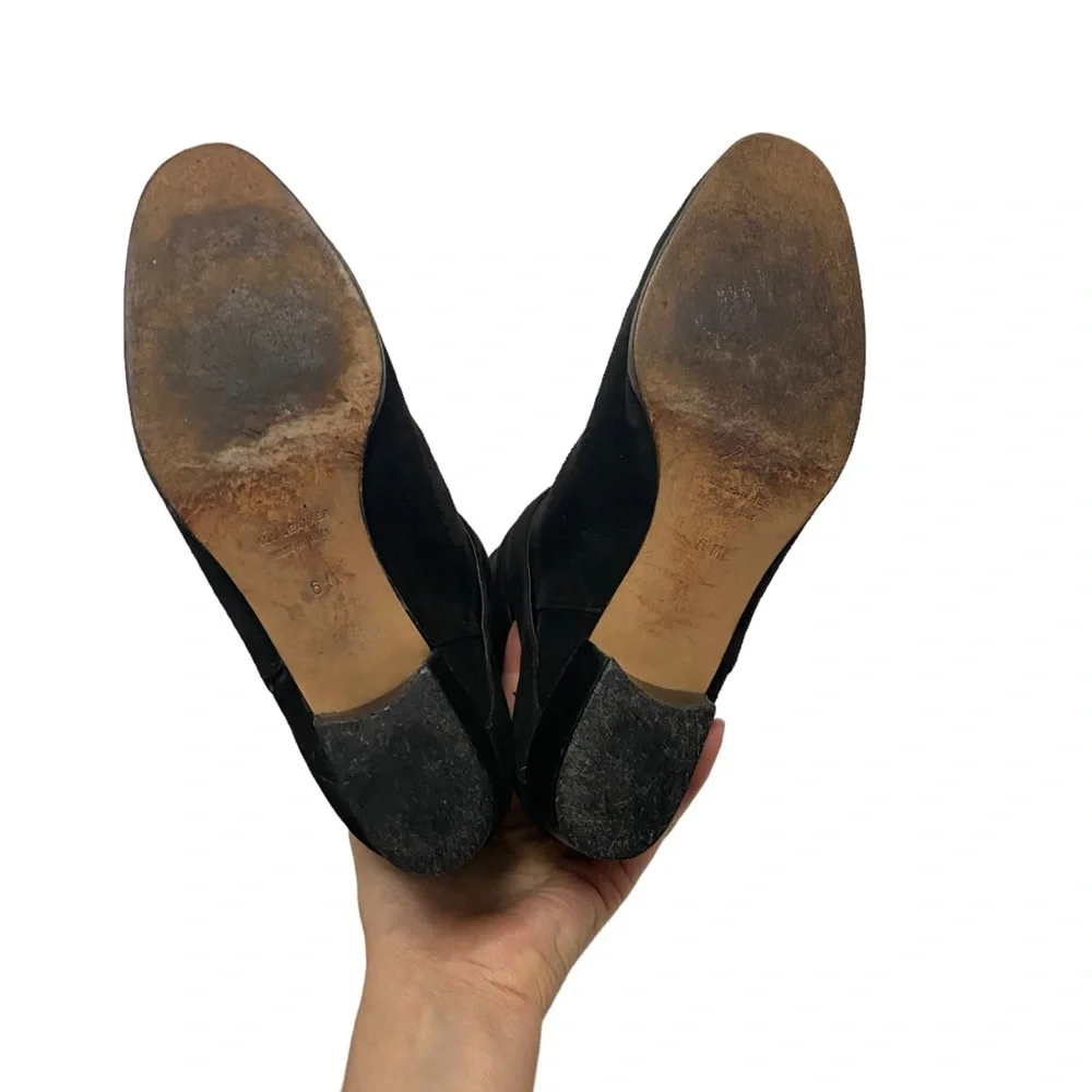 YSL Yves Saint Laurent Suede Fall Fold‎ Down Strappy Buckle Black Ankle Boots - Picture 9 of 11